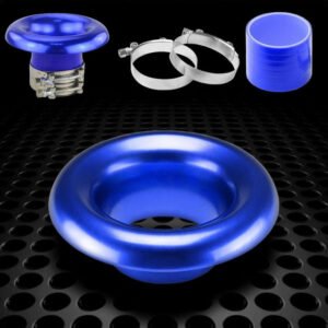 1 Pc Universal Cold Air Intake Open Turbo Aluminum Velocity Stack With Silicon Pipe For Car (Blue)
