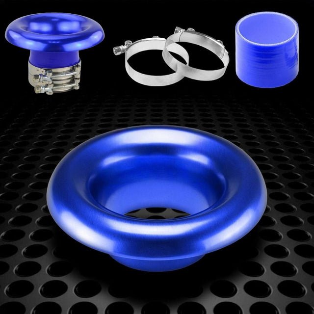 1 Pc Universal Cold Air Intake Open Turbo Aluminum Velocity Stack With Silicon Pipe For Car (Blue)