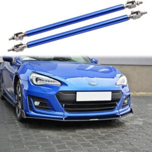 2 Pcs Set Universal Adjustable Blue Bumper Splitter Lip Spoiler Support Canard Rod For Cars (Large)