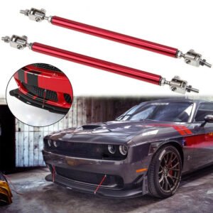2 Pcs Set Universal Adjustable Red Bumper Splitter Lip Spoiler Support Canard Rod For Cars (Medium)