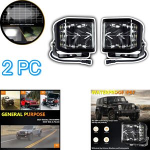 HJG W28 Extra Strong 100W Auxiliary LED Light 5INCH Lighting Work Light 3-sided Driving Lights For SUVs,Trucks,Cars 2 Pcs Set