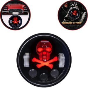 1 Pc Universal 5.75 Round Skull Headlights With RGB Function For Bikes And Cars