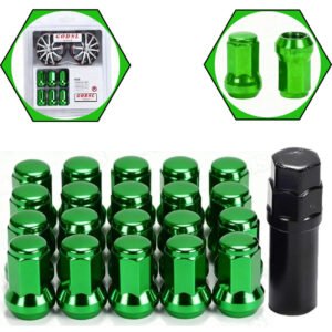 20 Pc Set Universal Spline 1.5 Lug Nut For Cars In Premium Quality (Green)