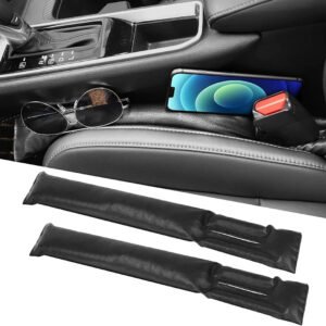 2 Pcs Set Universal Car Interior PU Leather Gap Filler Black Car Inner Seat Filler, Handbrake Gap Filler
