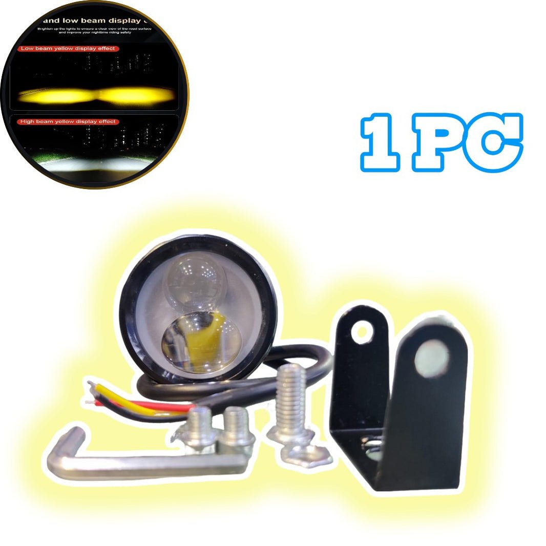 1 Pc Universal HJG Mini Projector Fog Light S80 Lite With Dual Color White/Yellow