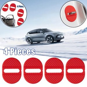 4 Pcs Set Red Car Door Lock Protection Cover Anti Rust (Red) 4 Pcs Set Red Car Door Lock Protection Cover Anti Rust (Red)