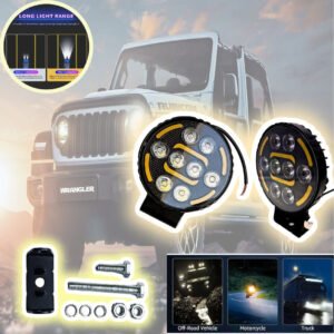 1 Pc 8-Led Round M08 Flood Light Auxiliary White Yellow DRL Fog Lamp Off-Road Vehicle Car, Van, Truck LED