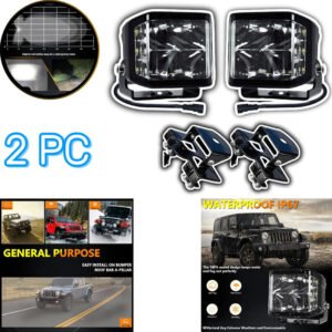 HJG W28 Extra Strong 100W Auxiliary LED Light 5INCH Lighting Work Light 3-sided Driving Lights For SUVs,Trucks,Cars With Bonnet Brackets 2 Pcs Set HJG W28 Extra Strong 100W Auxiliary LED Light 5INCH Lighting Work Light 3-sided Driving Lights For SUVs,Trucks,Cars With Bonnet Brackets 2 Pcs Set