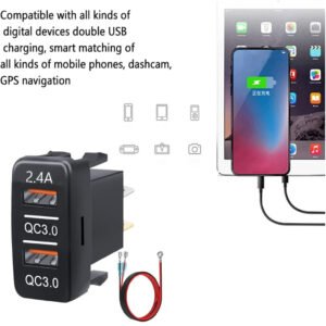 1 Pc Universal Car In-Dash Charger Socket QC3.0 + QC2.4A USB Fast Charging For Toyota 1 Pc Universal Car In-Dash Charger Socket QC3.0 + QC2.4A USB Fast Charging For Toyota