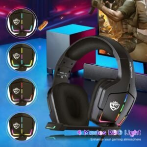 Soulbytes S12 Ps4 Ps5 Pc Xbox One Switch With Microphone Dynamic Rgb Led Effect 3.5mm Wired Stereo Bass Over Ear Mic Gaming Headphones