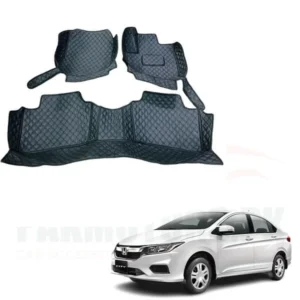 Honda City 7D Floor Mats Black 3 Pcs – Model 2022-2023 | 100% Waterproof and Washable