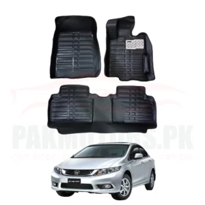 Honda Civic 5D Custom Floor Mat Black 3 Pcs – Model 2012-2016