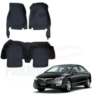 Honda Civic 7D Floor Mats Black 3 Pcs – Model 2006-2012
