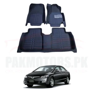 Honda Civic 5D Custom Floor Mat Black 3 Pcs – Model 2006-2009